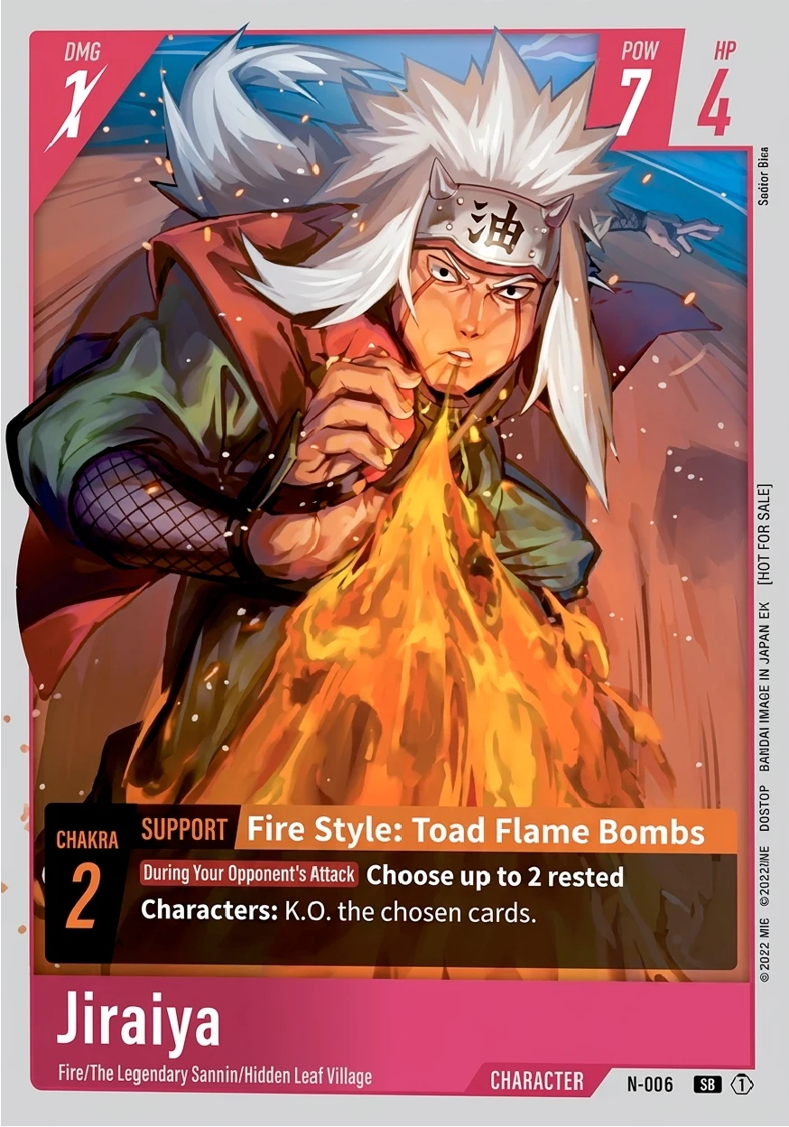 Jiraiya - Fire Style: Toad Flame Bombs - Naruto TCG character card